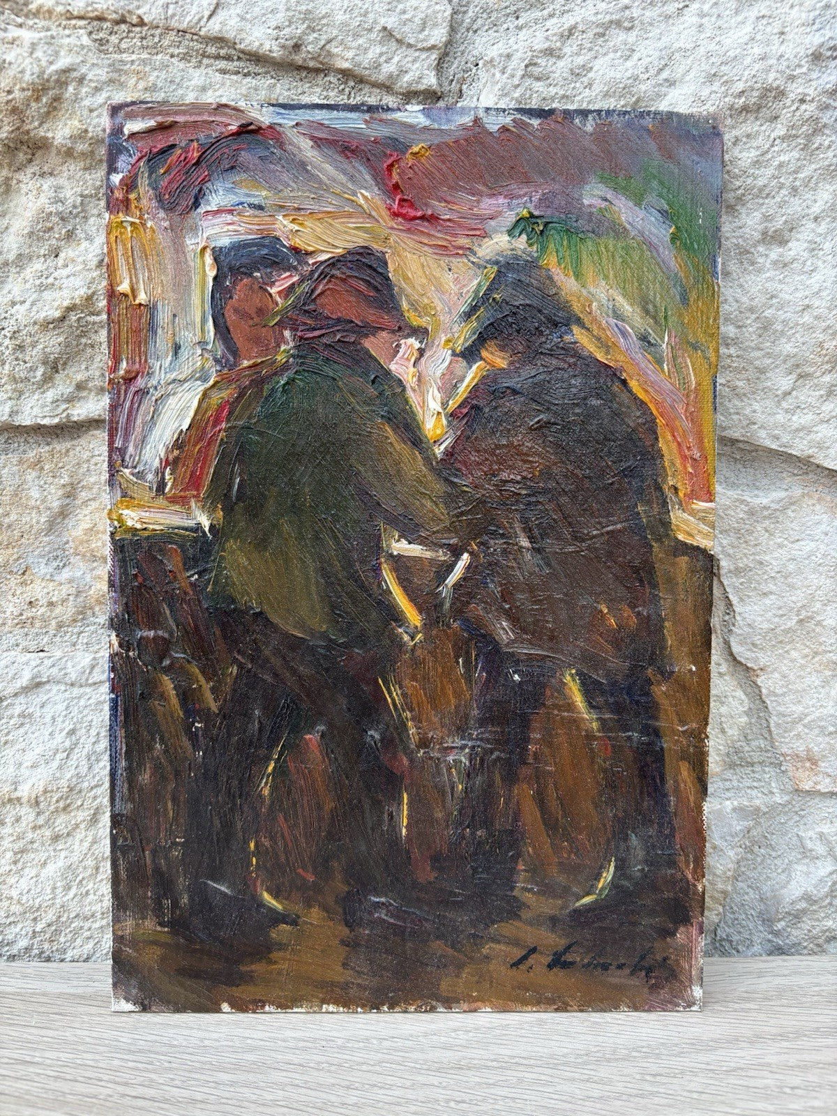 Quadro -Figure- Italo Lombardi dipinto a olio su cartoncino telato