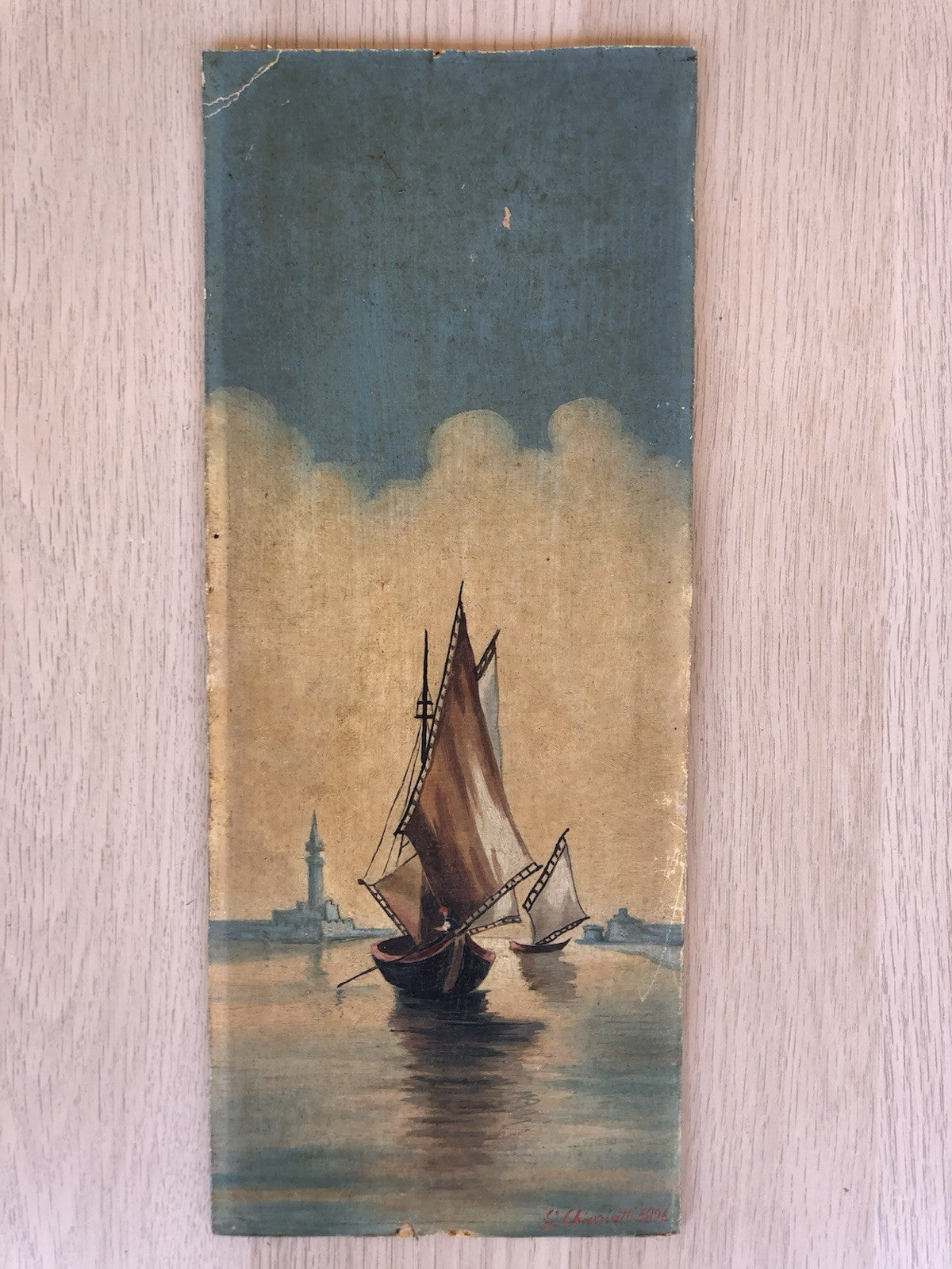 Quadro antico -Marina Di Venezia- dipinto a olio