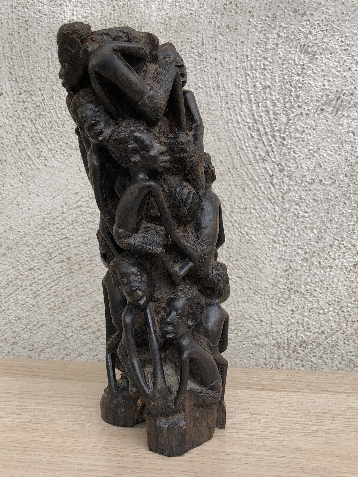 Scultura Vintage Africana Intagliata In Legno