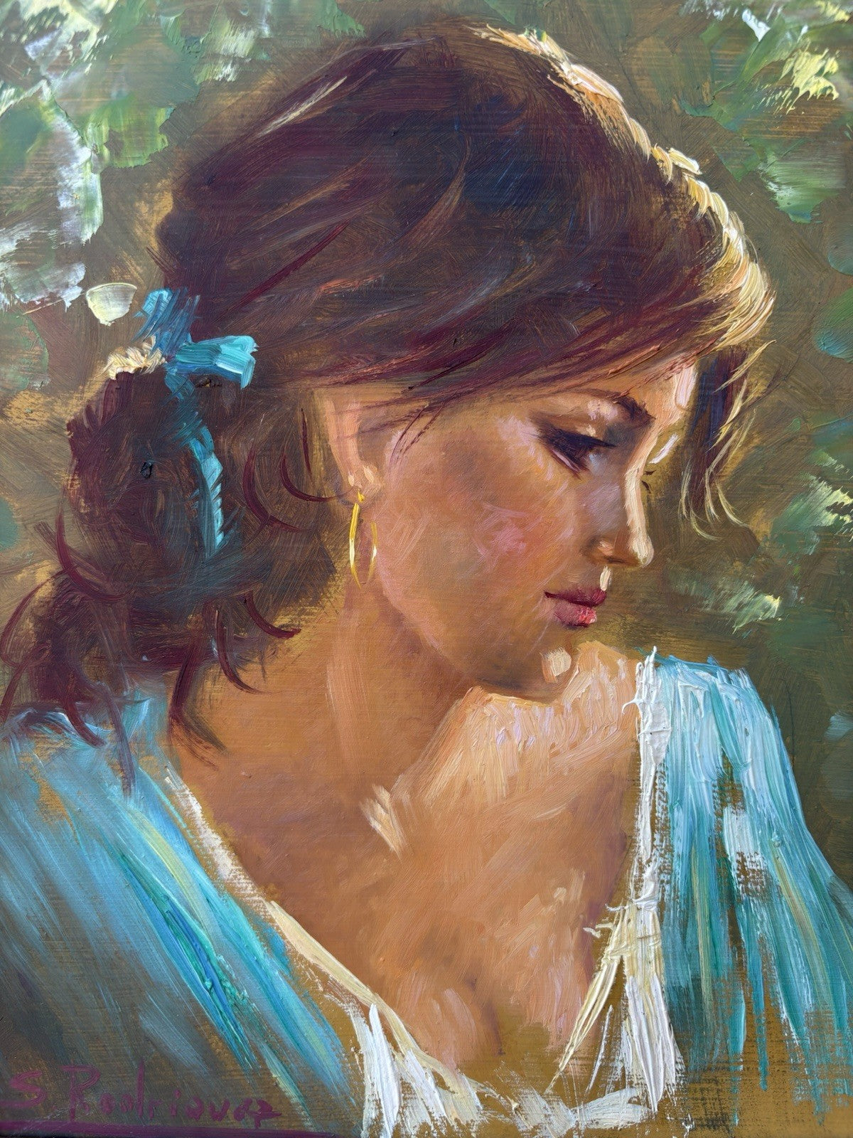 Quadro -Profilo Di Donna- Salvatore Rodriquez dipinto a olio