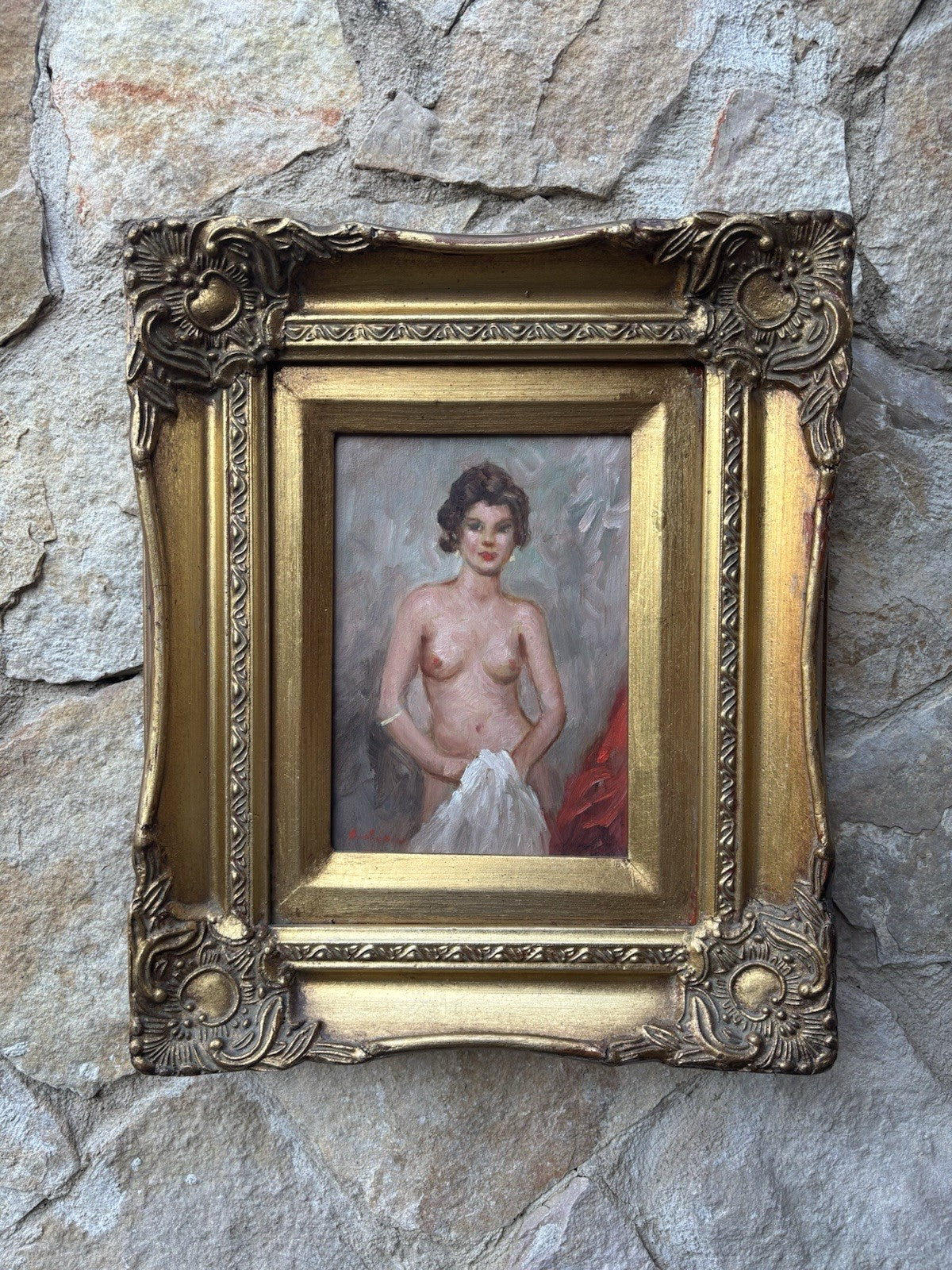 Quadro -Mezzo Nudo- dipinto a olio su tavoletta