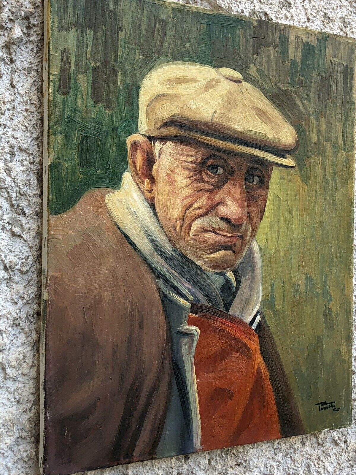 Quadro vintage -Figura Anziano- dipinto a olio su tela