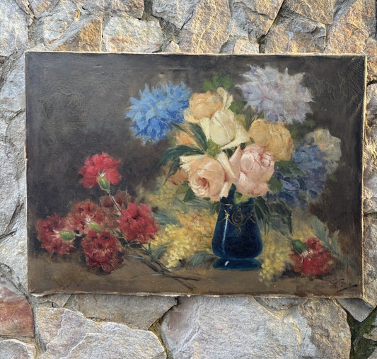 Quadro antico -Vaso Con Fiori- Giuseppe Alberto Cocco dipinto a olio su tela