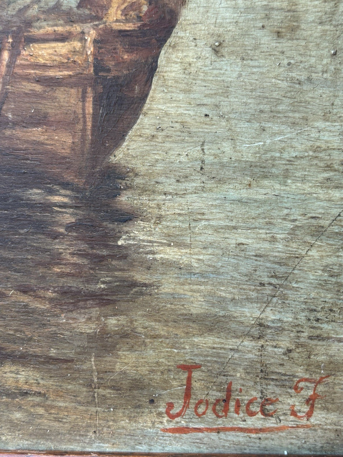 Quadro antico -Marina Con Pescatori- dipinto a olio