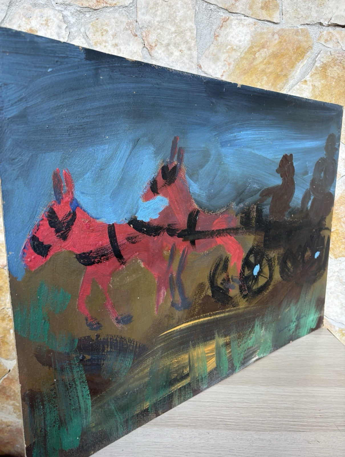 Quadro -Carrozza Con Cavalli- Vincenzo Montefusco dipinto a olio