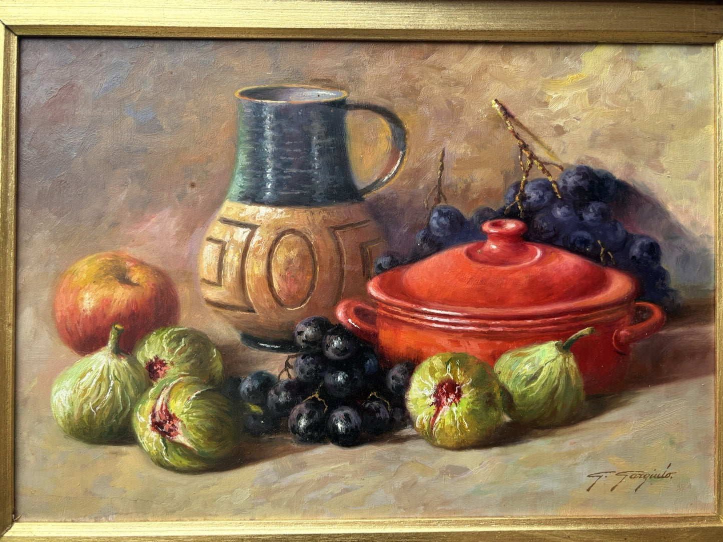 Quadro -Natura Morta- Giuseppe Gargiulo dipinto a olio su tavoletta