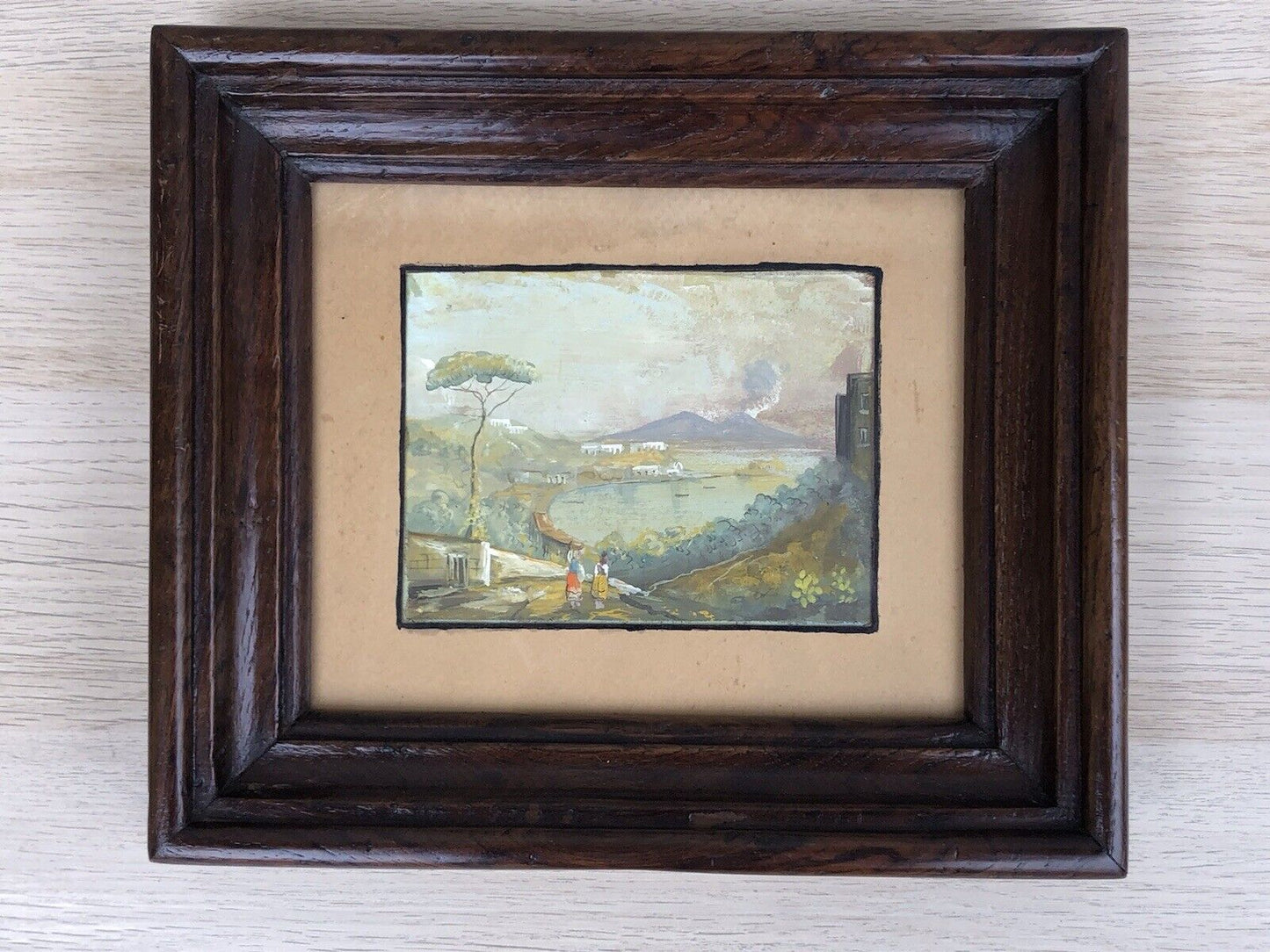 Quadro antico Gouache -Napoli- dipinto su carta
