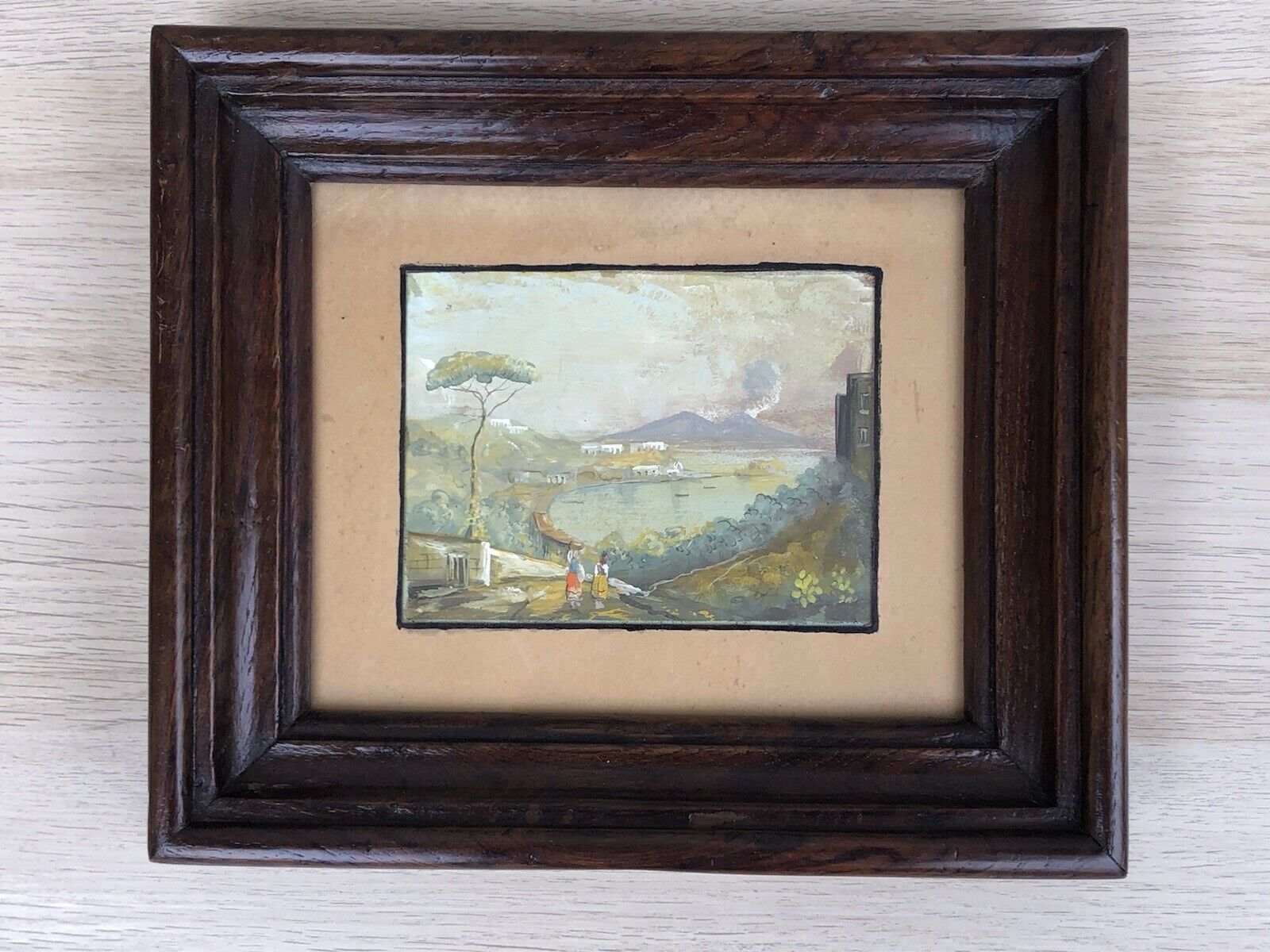 Quadro antico Gouache -Napoli- dipinto su carta