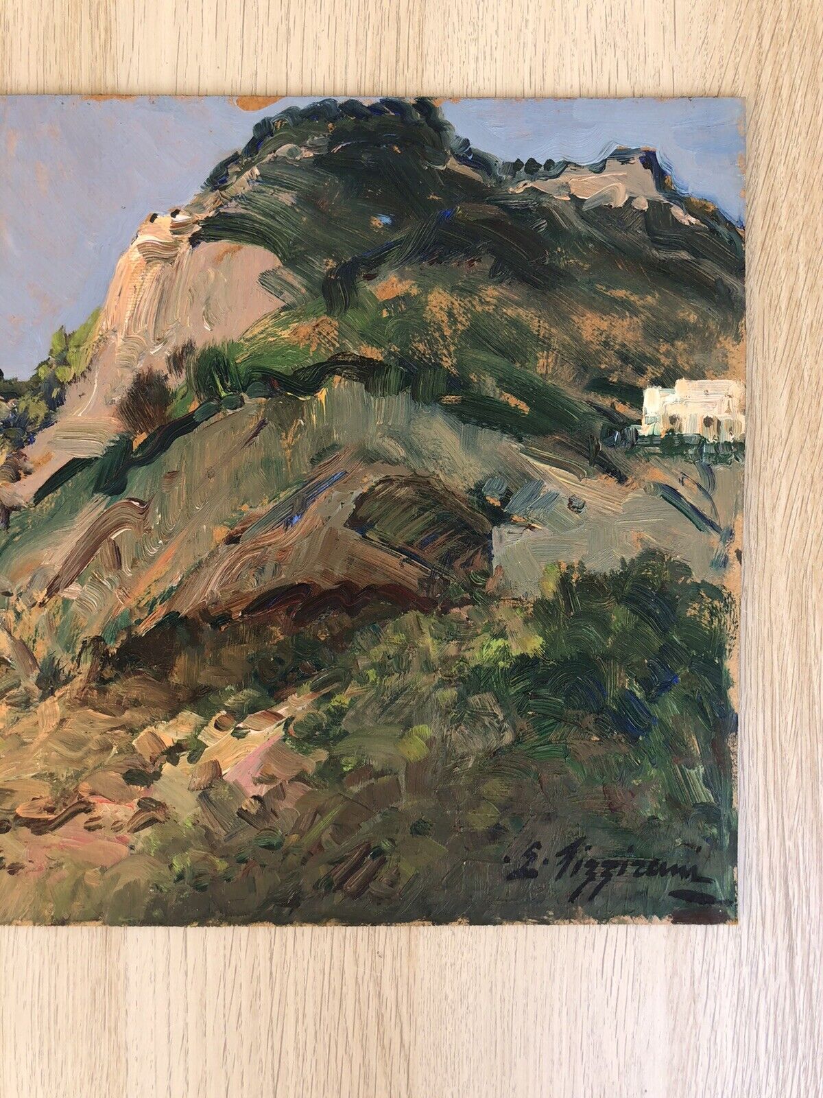 Quadro vintage-Paesaggio-dipinto a olio su masonite