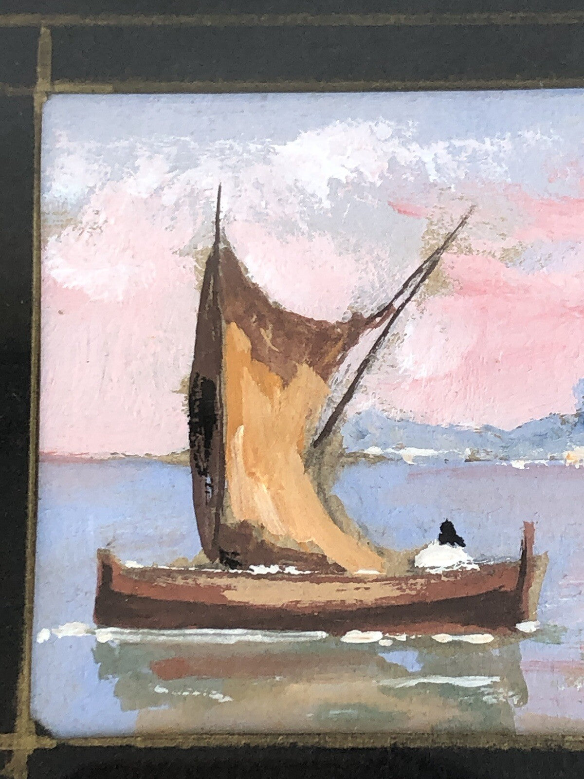 Quadro Vintage Dipinto Gouache, Napoli-Capri