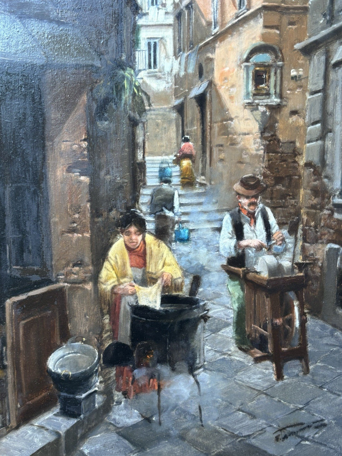 Quadro -Vicolo Di Napoli- Francesco Tammaro dipinto a olio