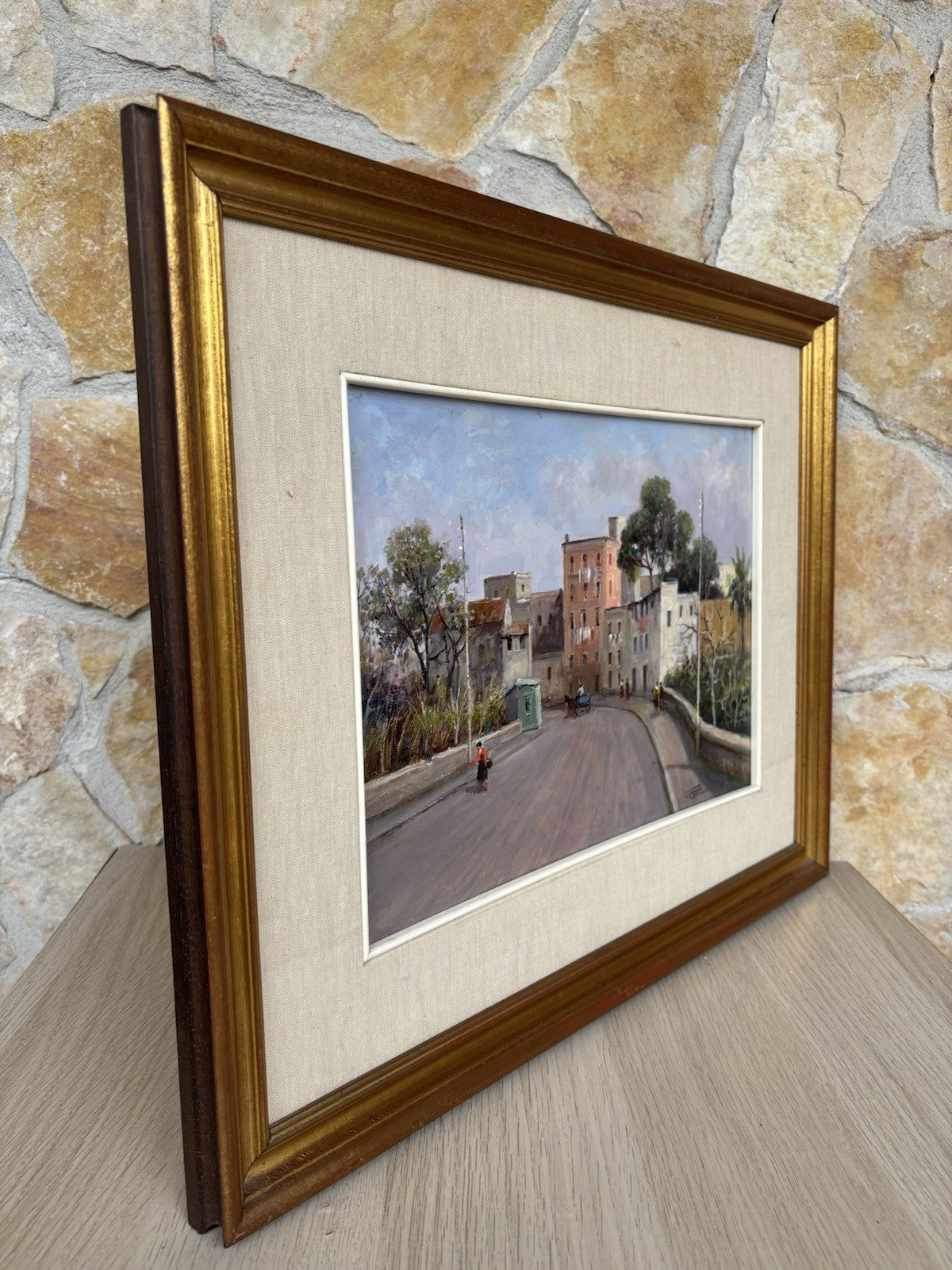 Quadro -Strada Di Paese- Vincenzo Canino dipinto a olio su tavoletta