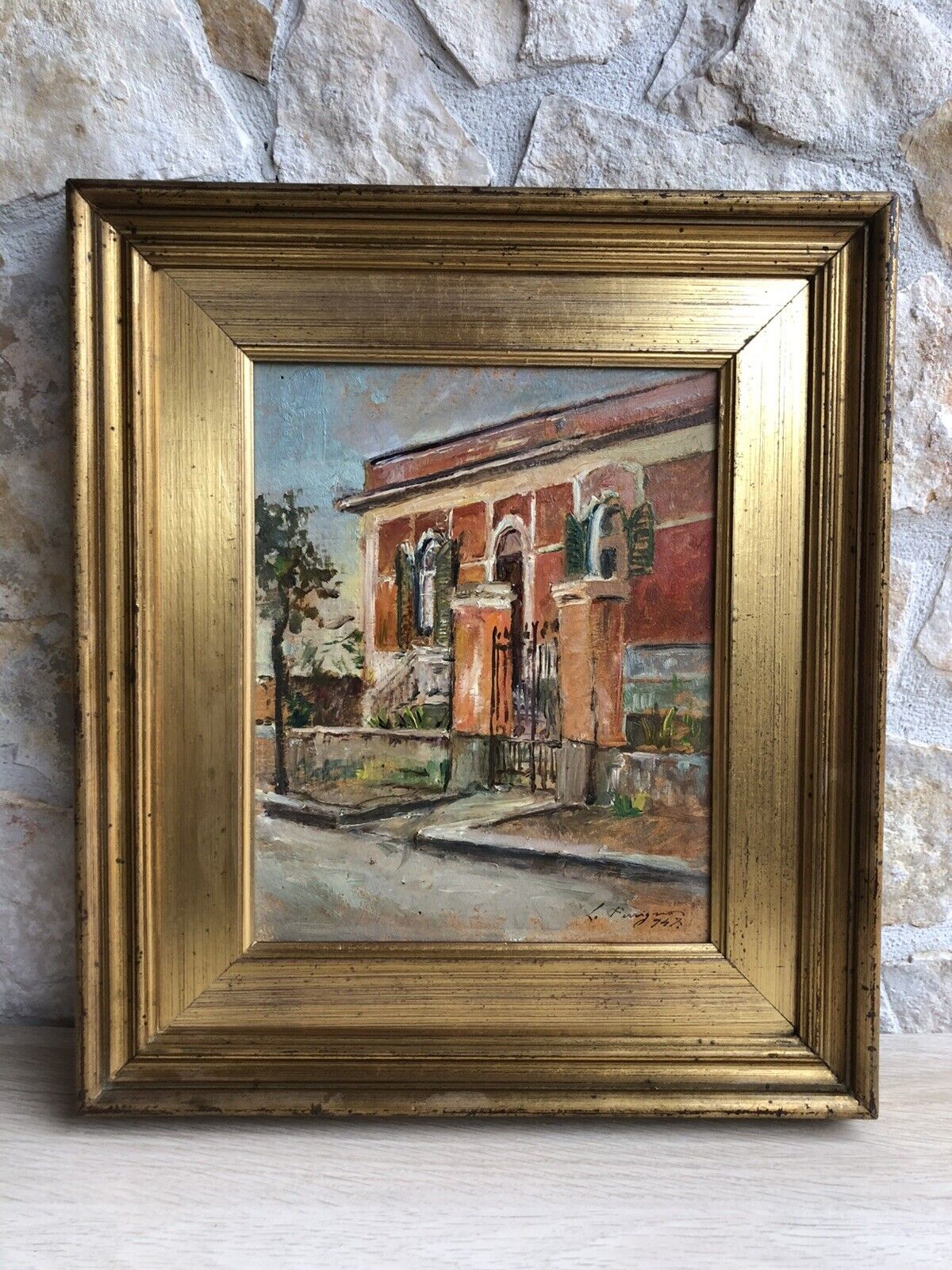 Quadro -Villa- dipinto a olio su cartoncino