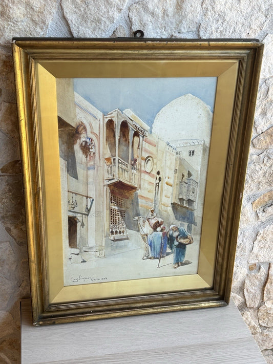 Quadro antico -Il Cairo- Henry Simpson realizzato ad acquerello su carta