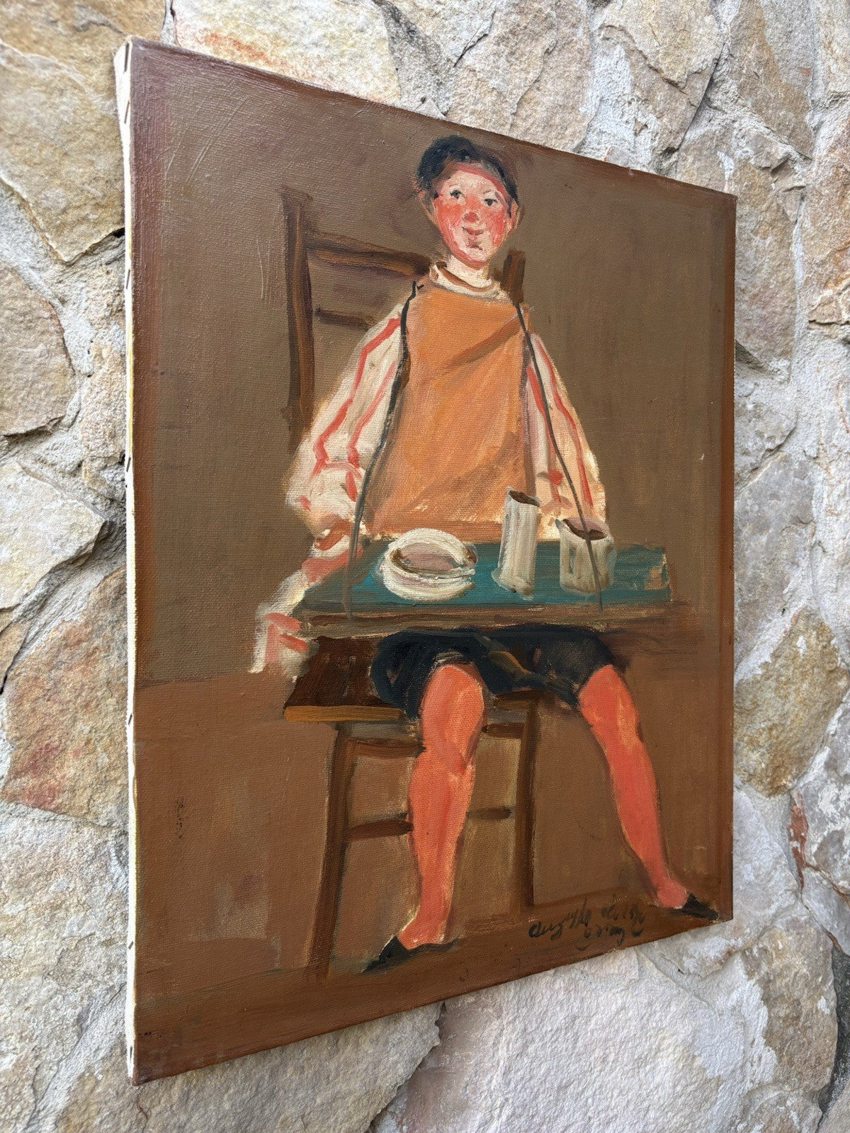 Quadro -Figura- Augusto Orange De Rose dipinto a olio su tela