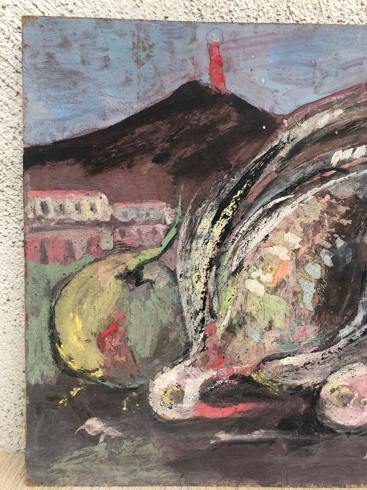 Quadro vintage -Natura Morta- dipinto a tecnica mista su masonite