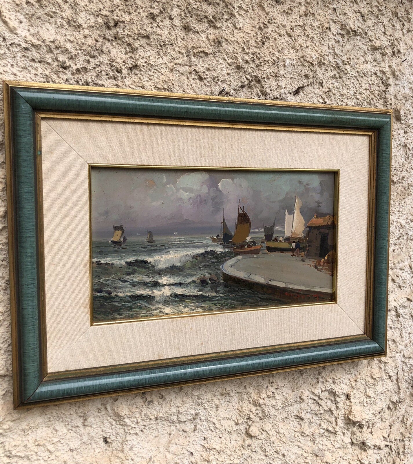 Quadro vintage -Marina- dipinto a olio su tavola