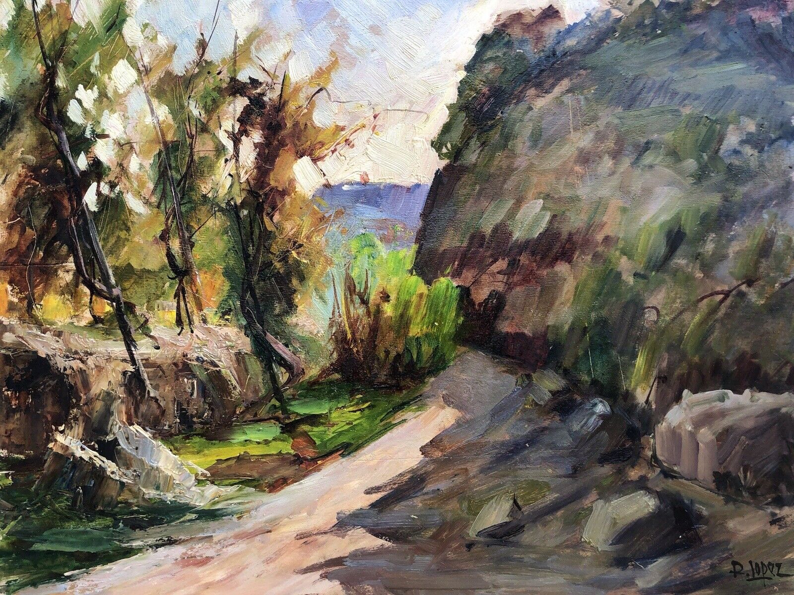 Quadro vintage -Paesaggio- dipinto a olio su tavoletta