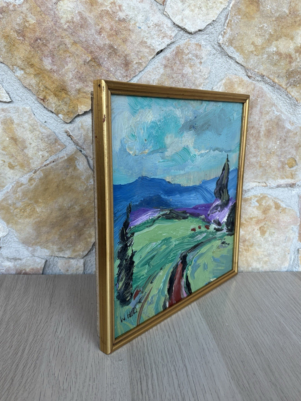 Quadro -Paesaggio- Wilken’s Hans Desiderio dipinto a olio su tavola