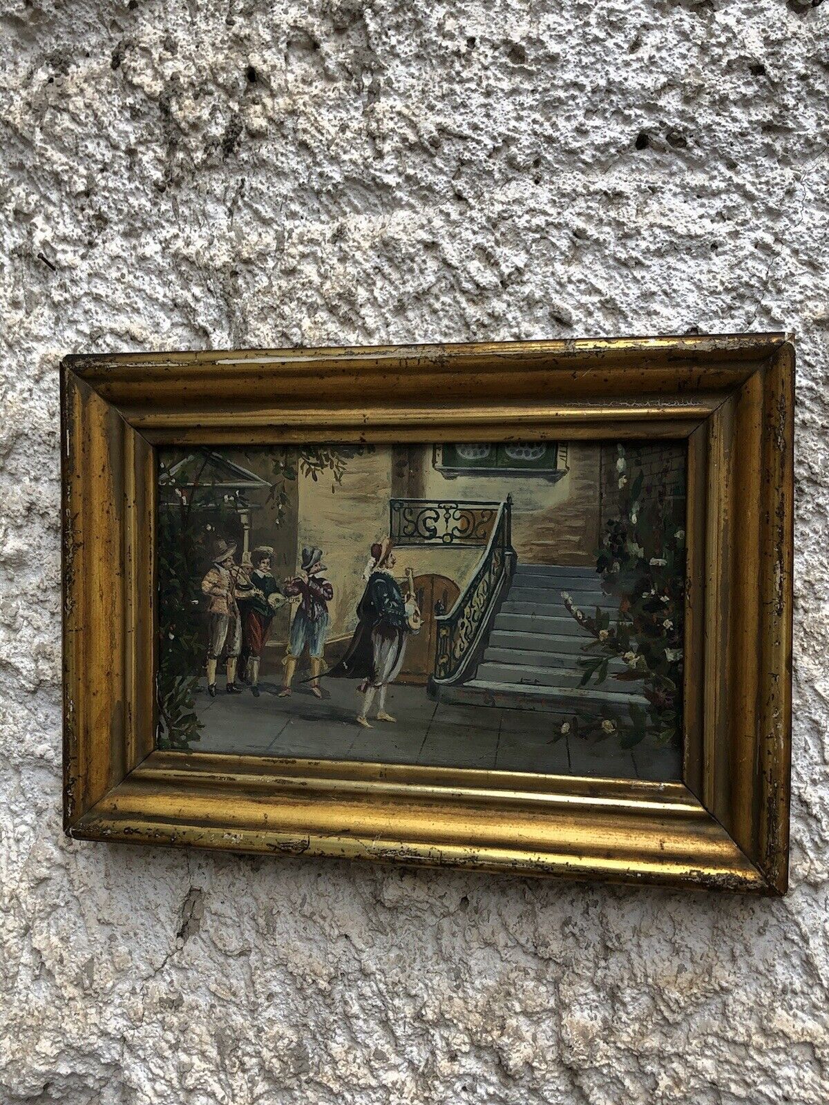 Quadro antico -Serenata- dipinto a olio su rametto