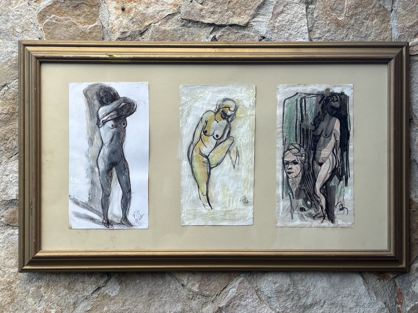 Quadro -Nudi Di Donna- Fienga realizzati a tecnica mista su carta