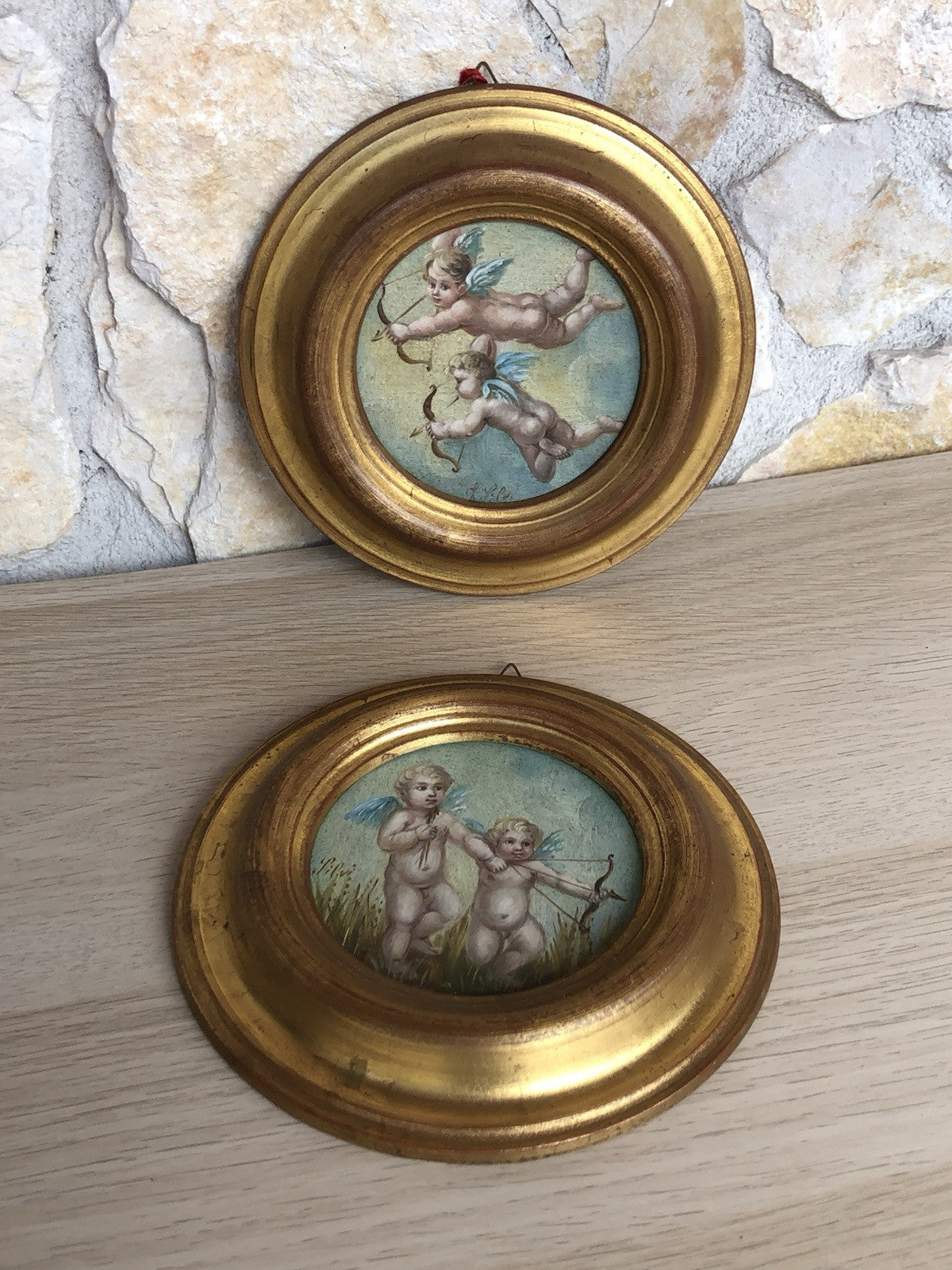 Coppia Di Quadri Vintage, Puttini, Dipinti A Olio