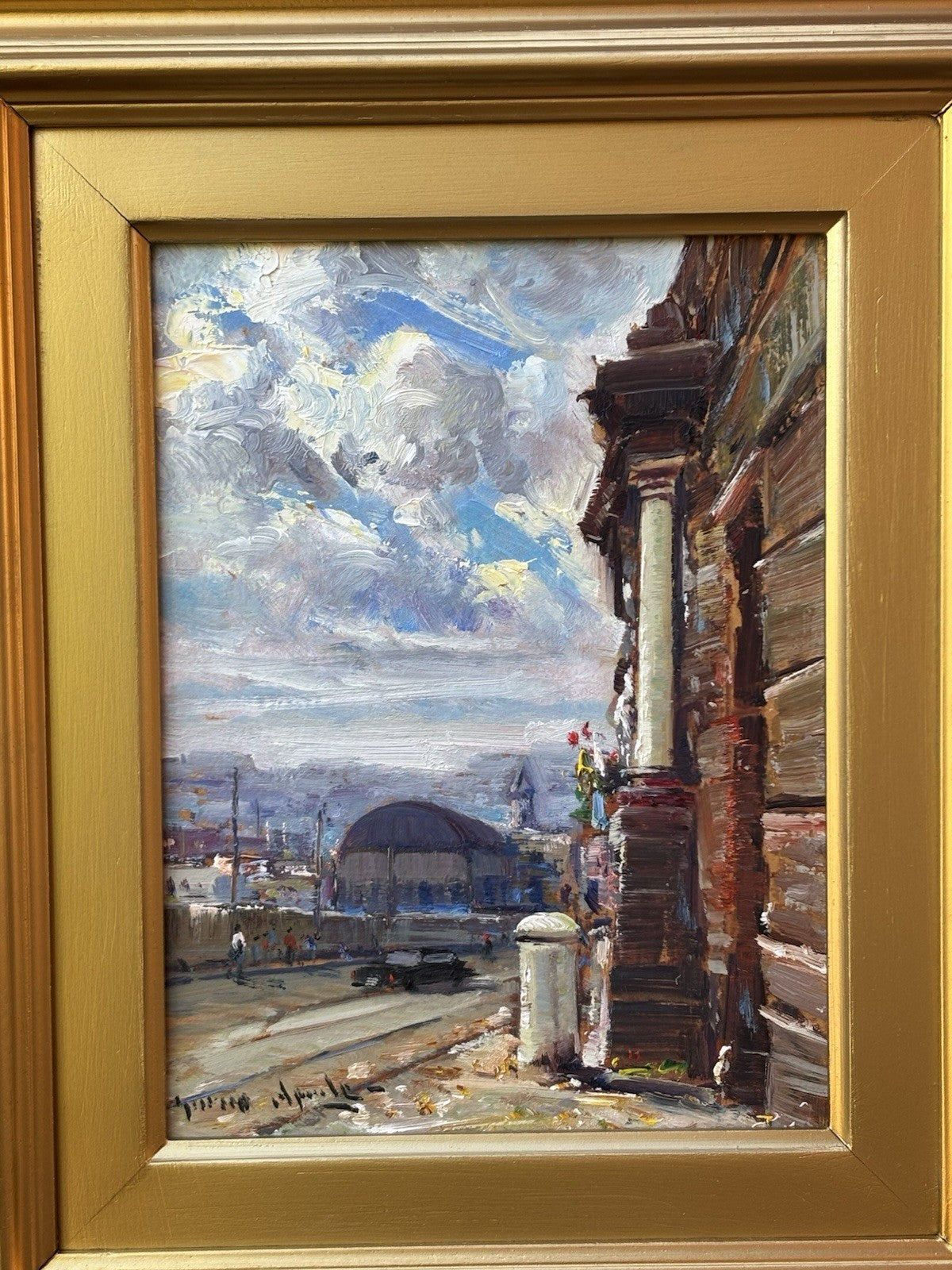 Quadro -Strada Di Città- Enrico Aprile dipinto a olio