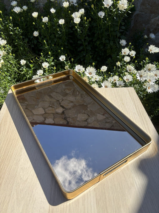 Vassoio Vintage Anni ‘60 MB Made In Italy In Metallo Con Specchio