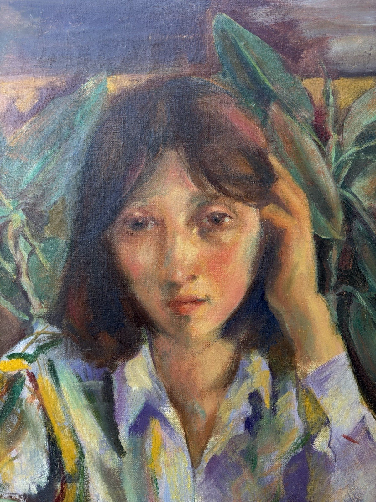 Quadro -Donna In Lettura- dipinto a olio su tela