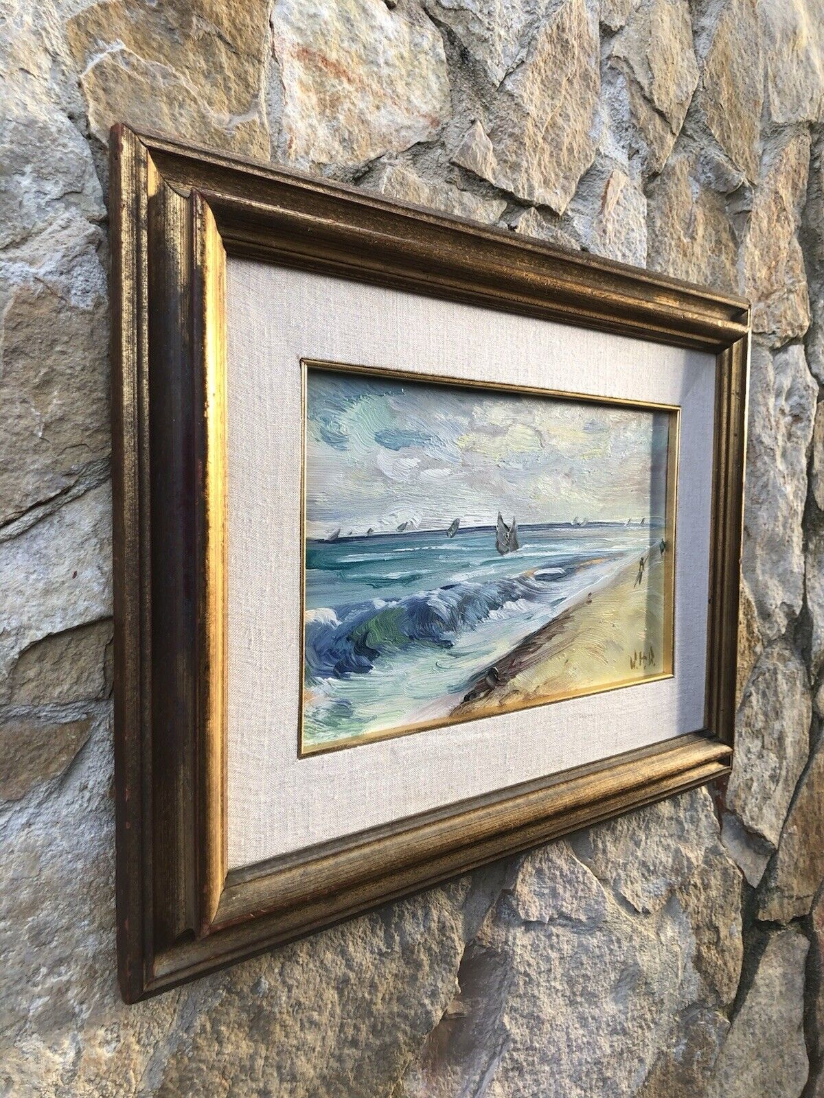 Quadro -Marina- dipinto a olio su tavola