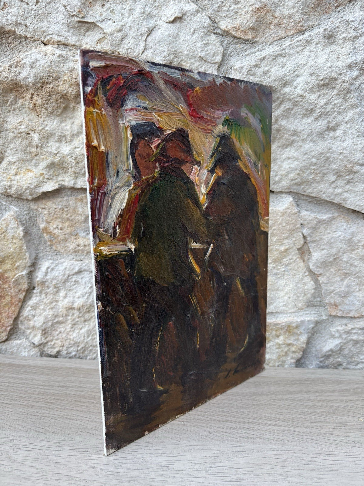 Quadro -Figure- Italo Lombardi dipinto a olio su cartoncino telato