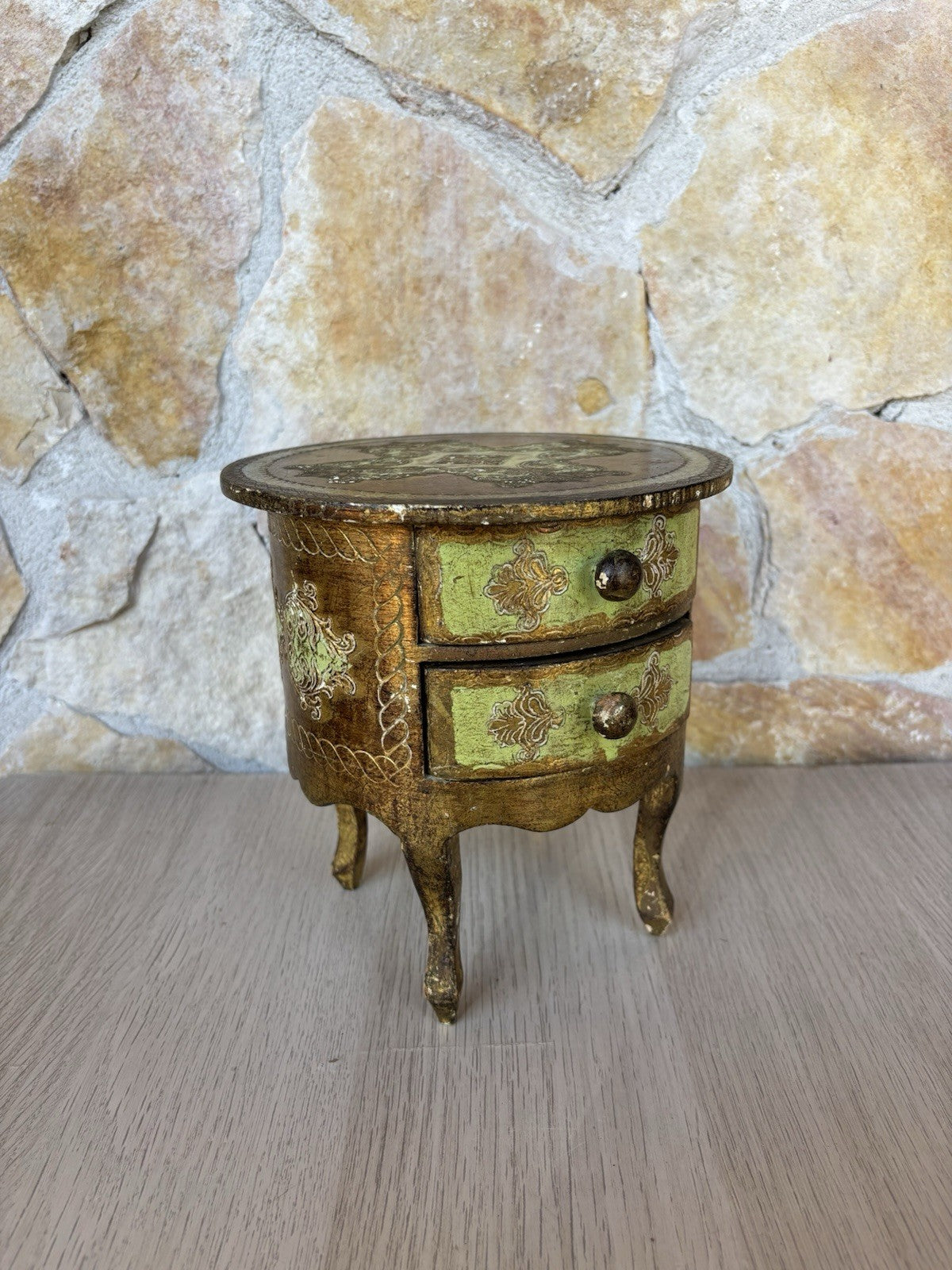Scatola Portagioie Vintage In Legno Stile Fiorentino