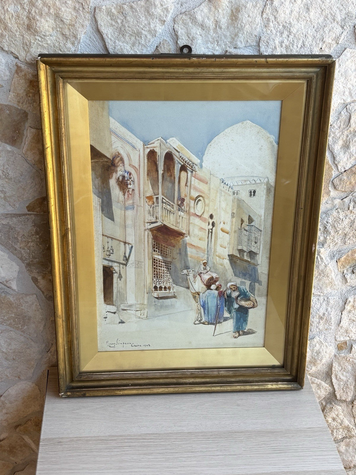 Quadro antico -Il Cairo- Henry Simpson realizzato ad acquerello su carta