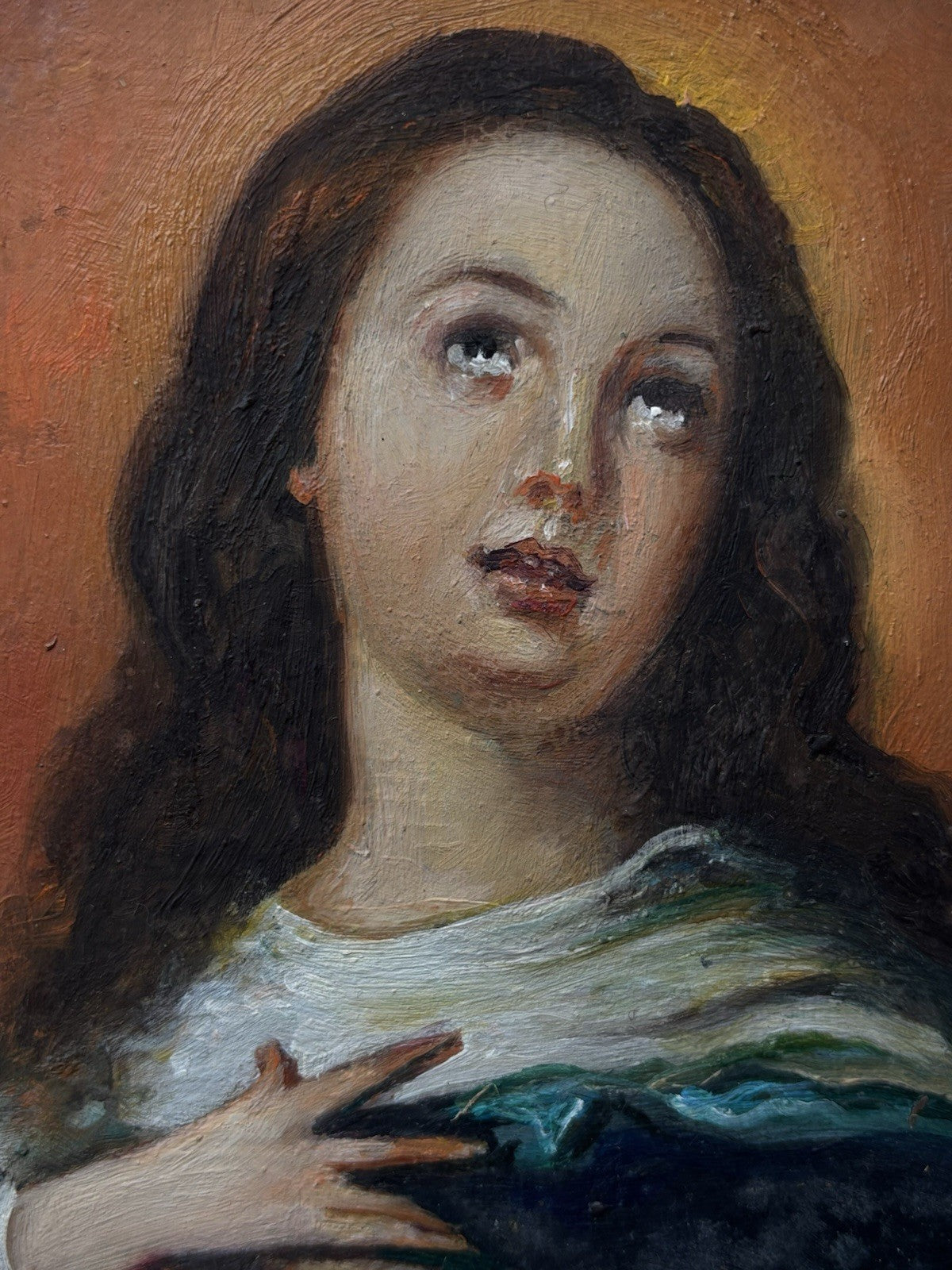 Quadro antico -Madonna- dipinto a olio su tavola