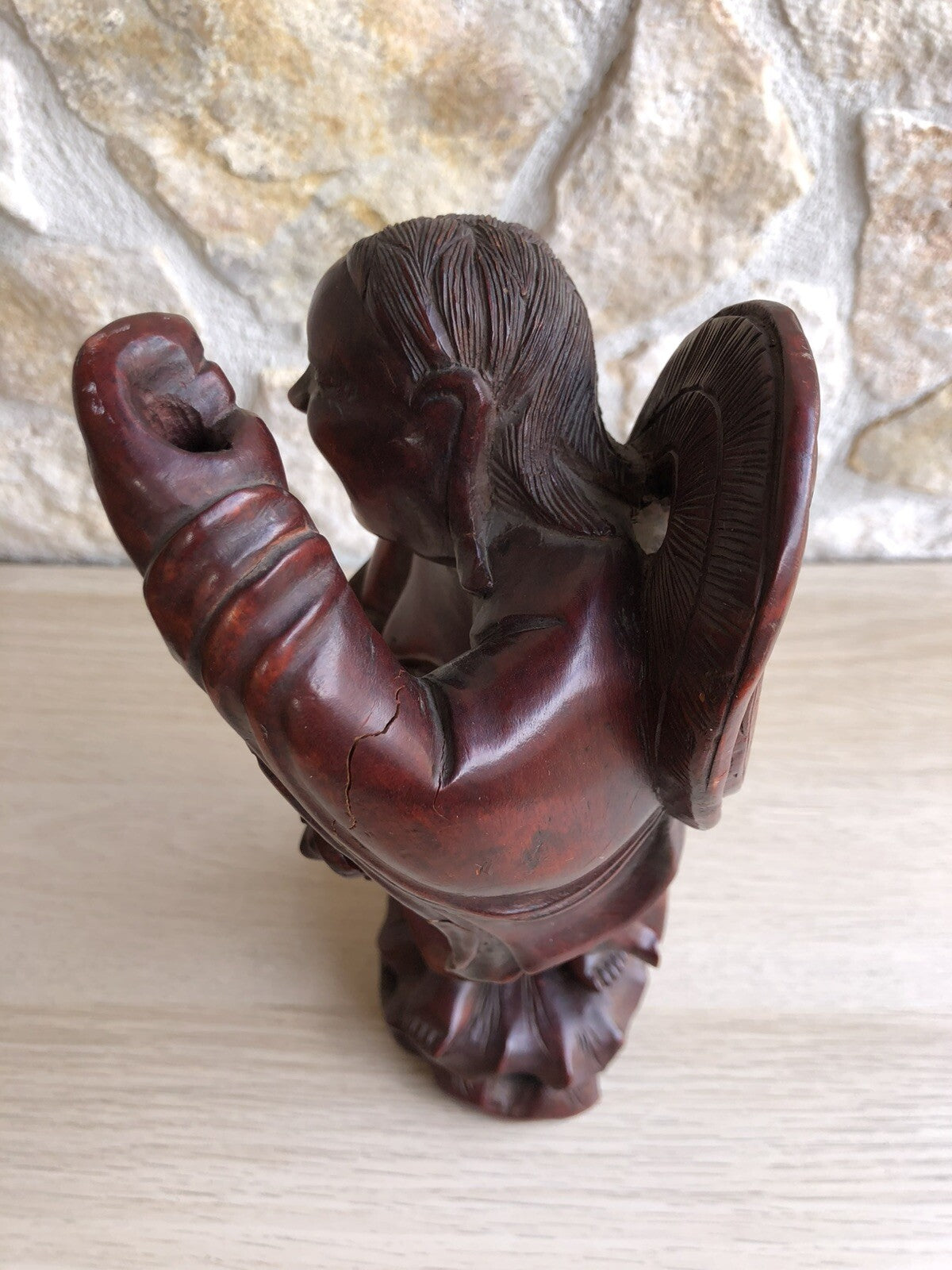 Scultura Cinese Vintage In Legno