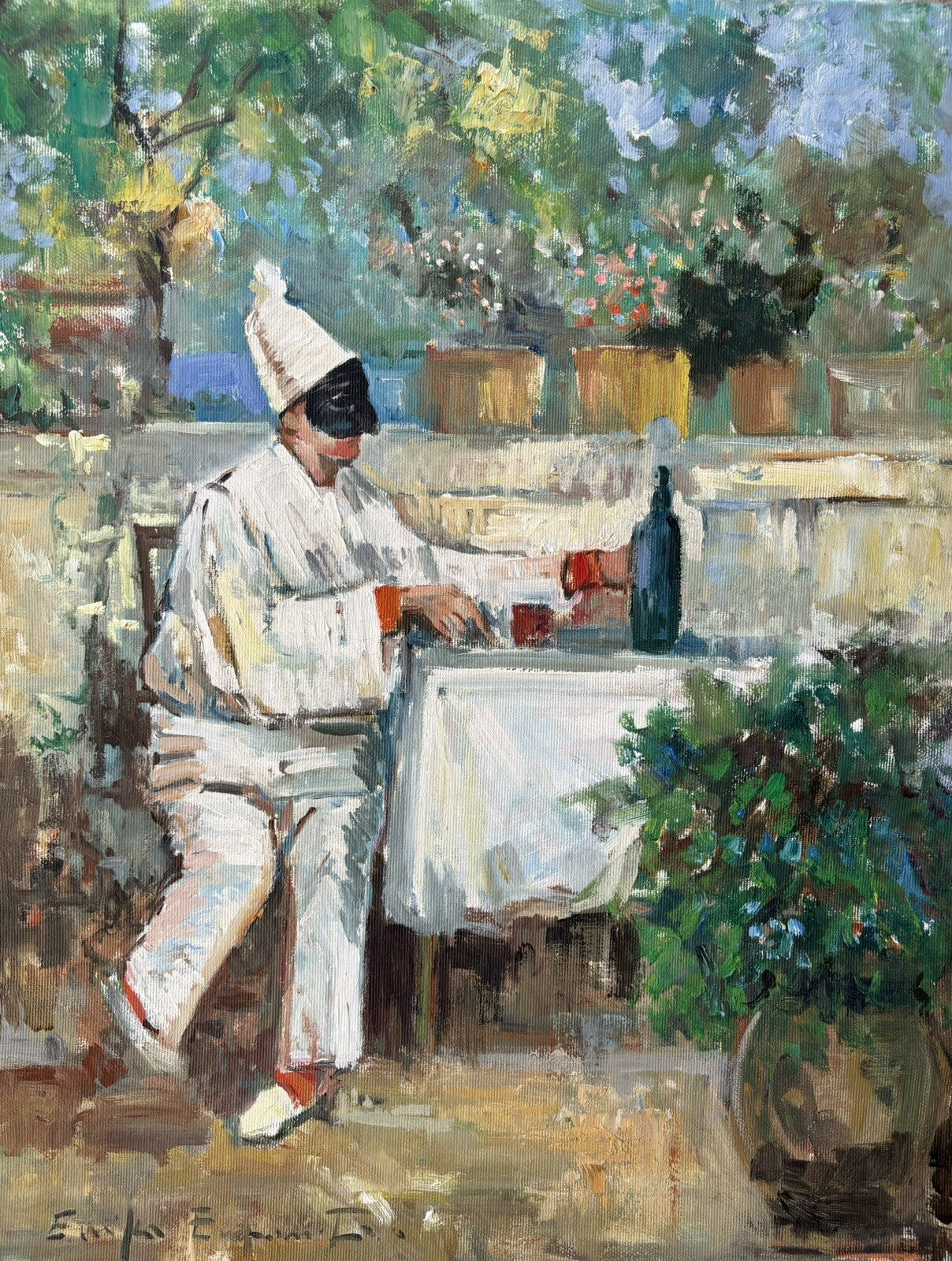 Quadro vintage -Pulcinella- dipinto a olio su tela
