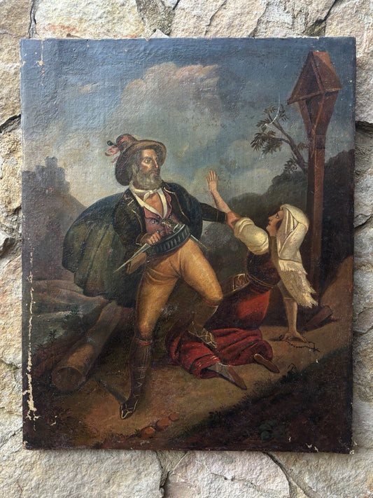 Quadro antico -Brigante- dipinto a olio su tela
