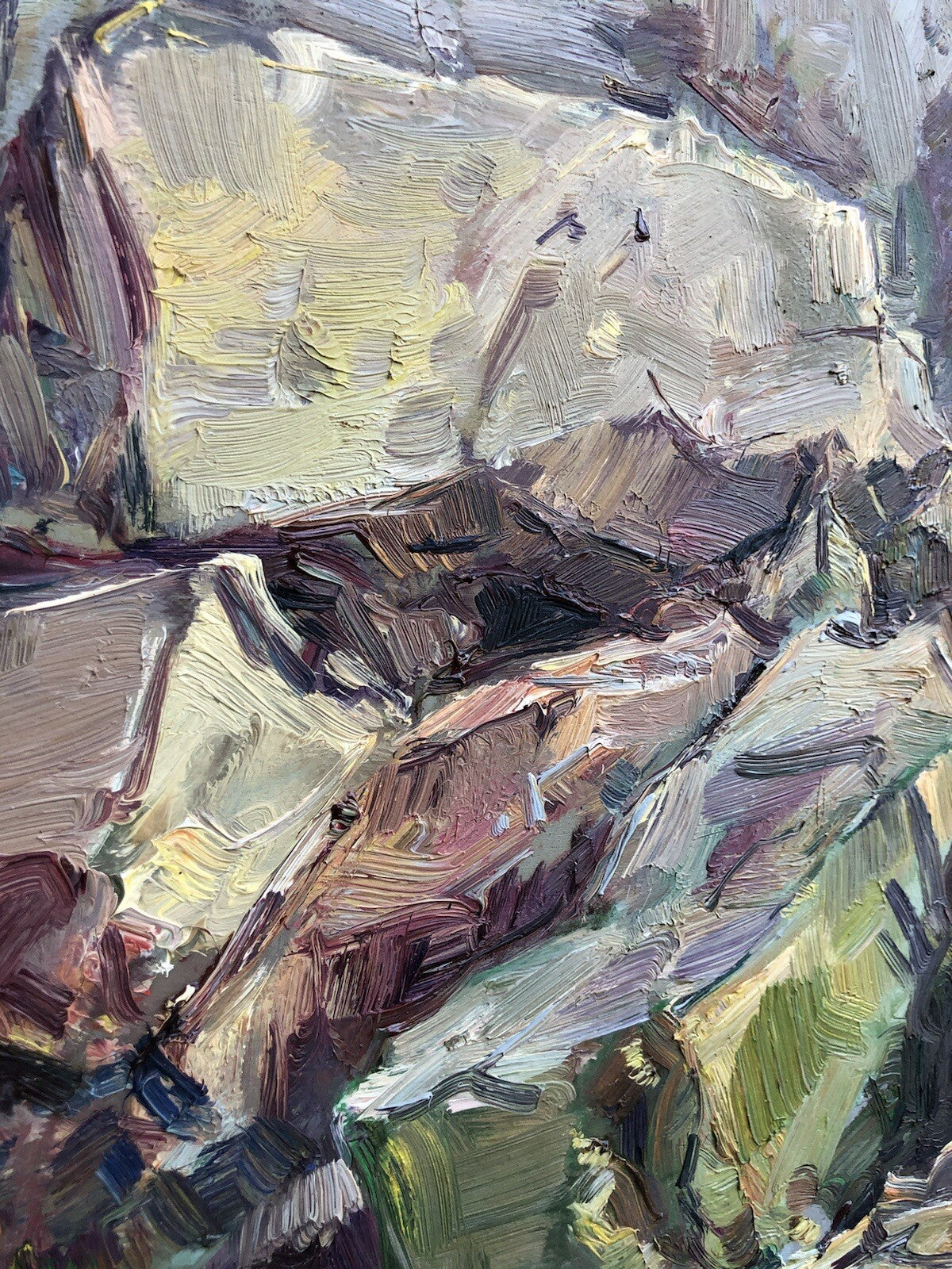 Quadro vintage -Paesaggio Montuoso- dipinto a olio su tavoletta