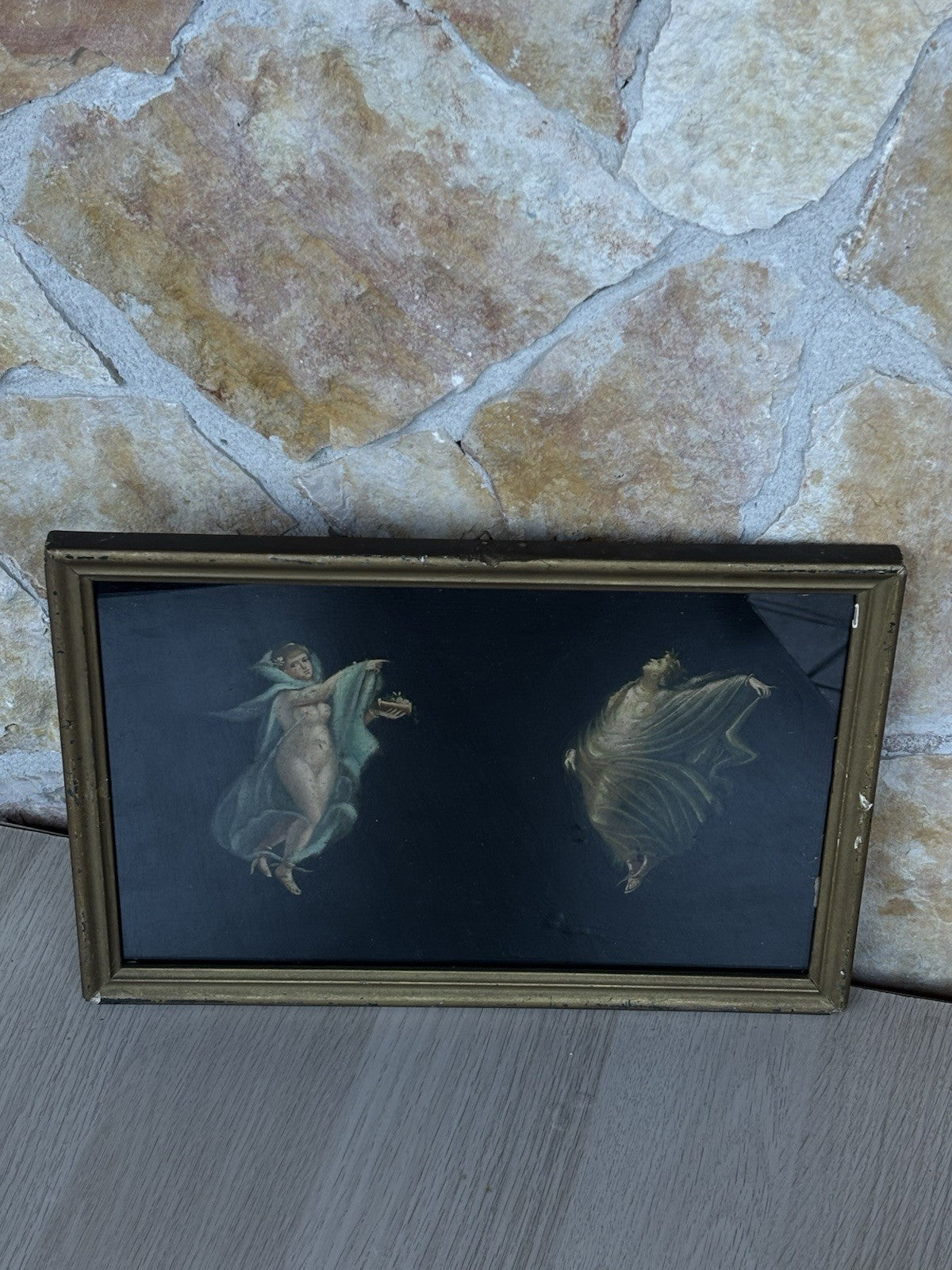 Quadro antico -Figure- stile pompeiano dipinto a olio