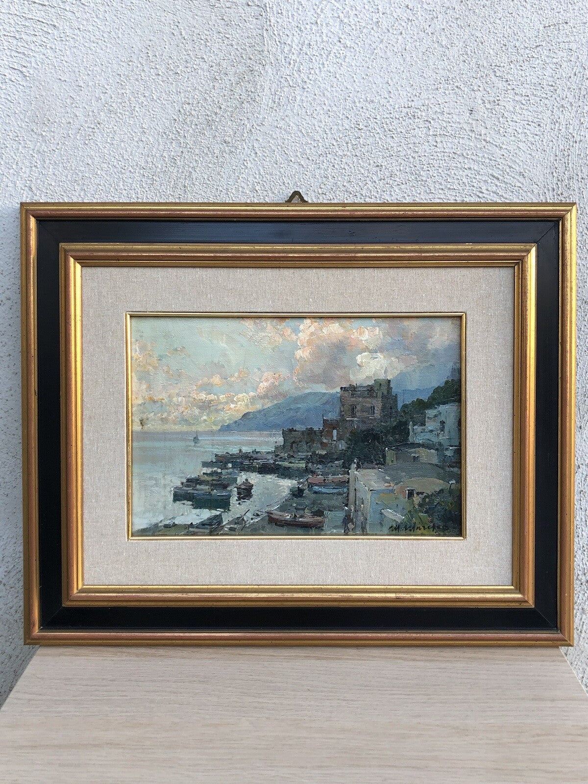 Quadro vintage -Marina- dipinto a olio su tavoletta