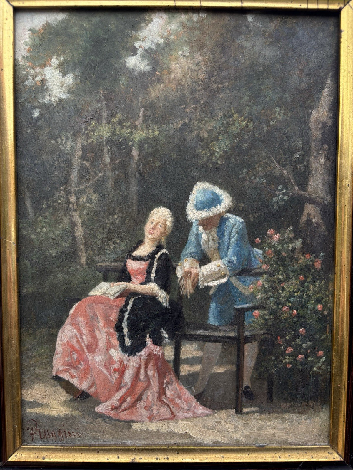 Quadro antico -Figure Di Nobili- Ferdinando Ruggieri- dipinto a olio su tavola