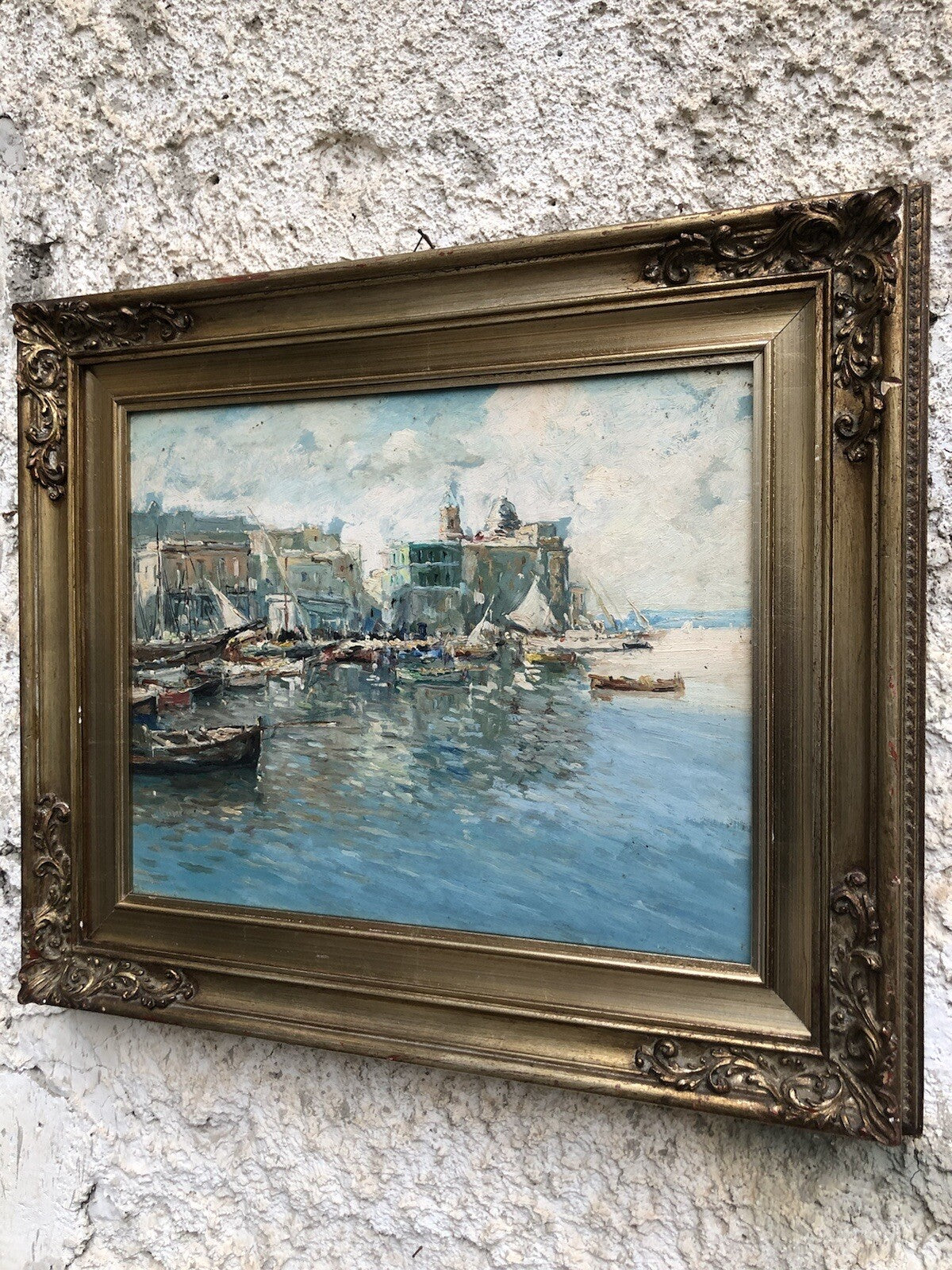 Quadro vintage -Porto Di Pozzuoli- dipinto a olio