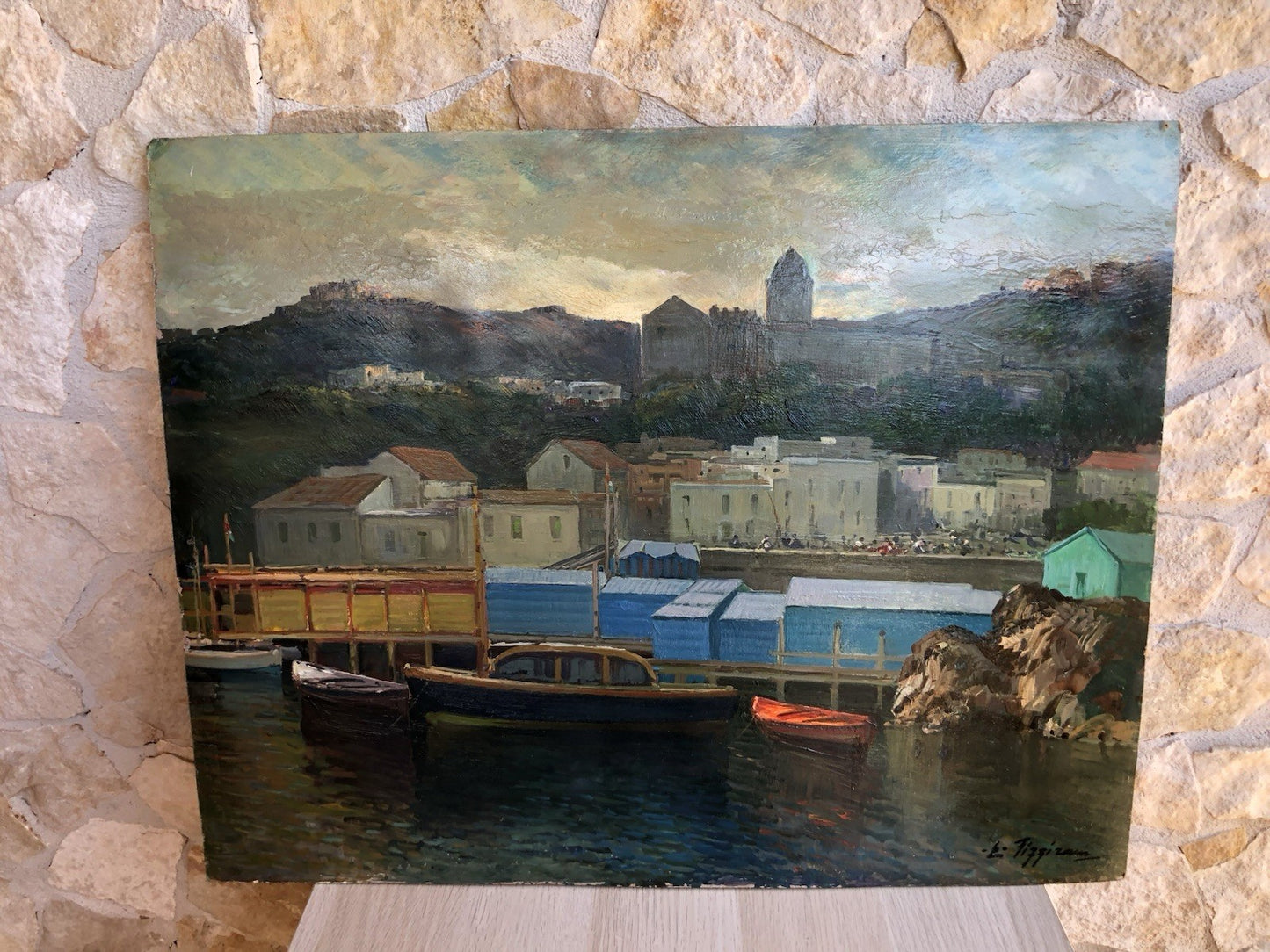 Quadro -Porto Con Barche- Edoardo Pizzirani dipinto a olio