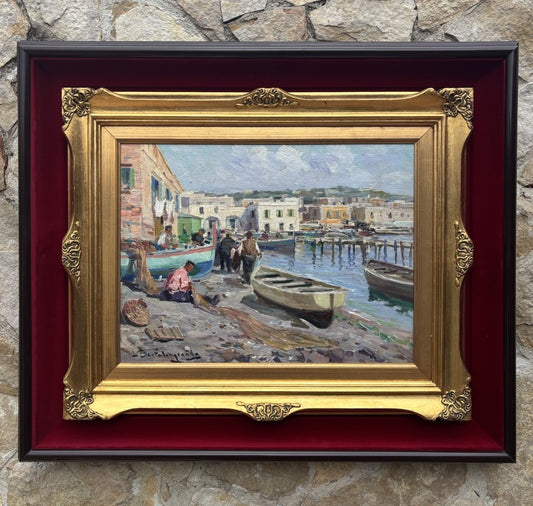 Quadro -Al Porto- Luigi Bertolingrande- dipinto a olio