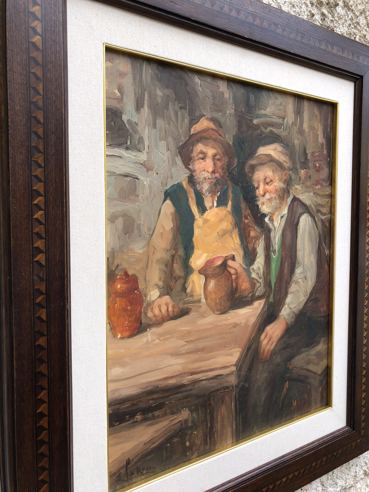 Quadro vintage -Vecchi Bevitori-dipinto a olio