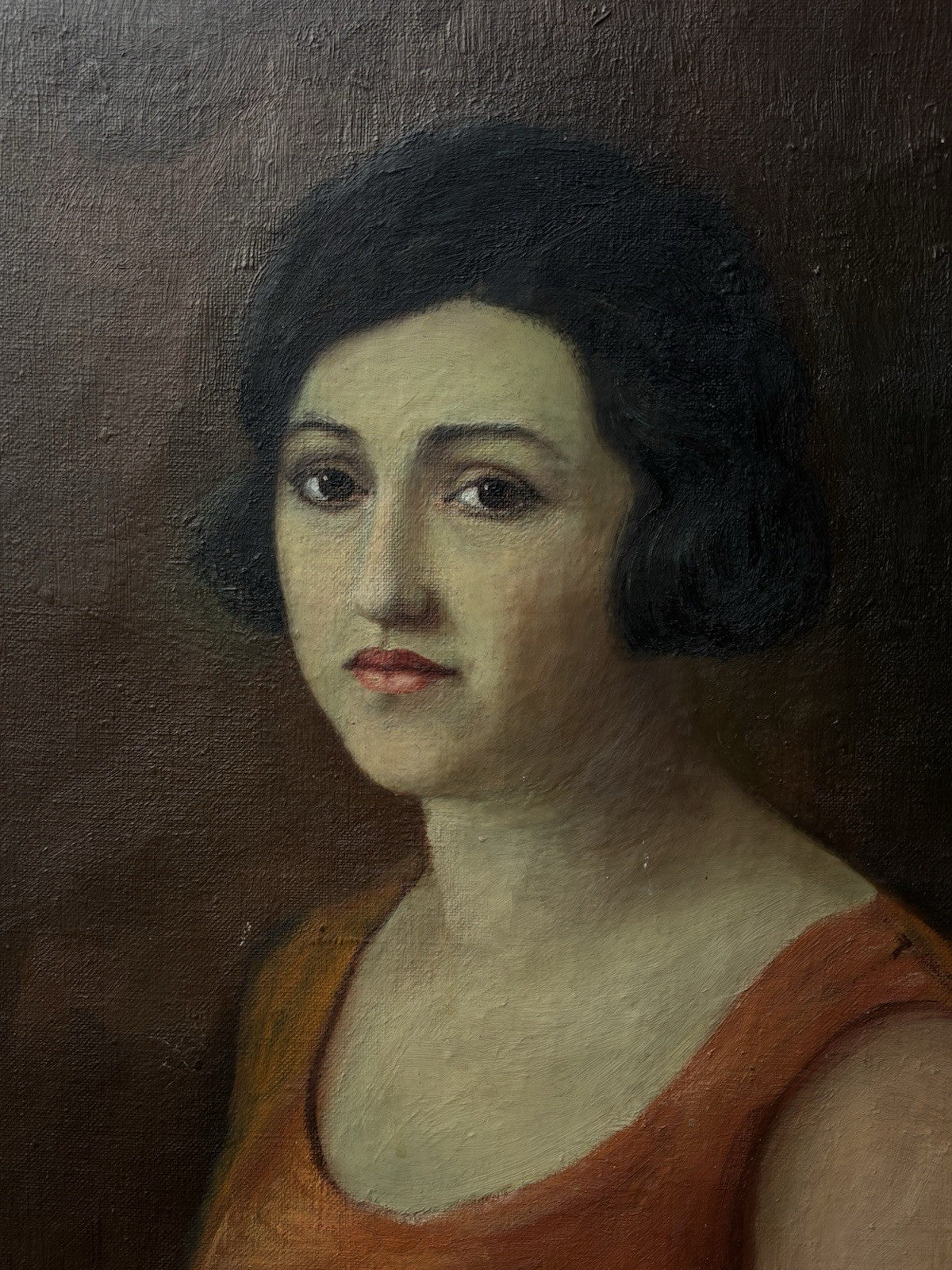 Grande quadro antico -Ritratto Di Donna- dipinto a olio su tela