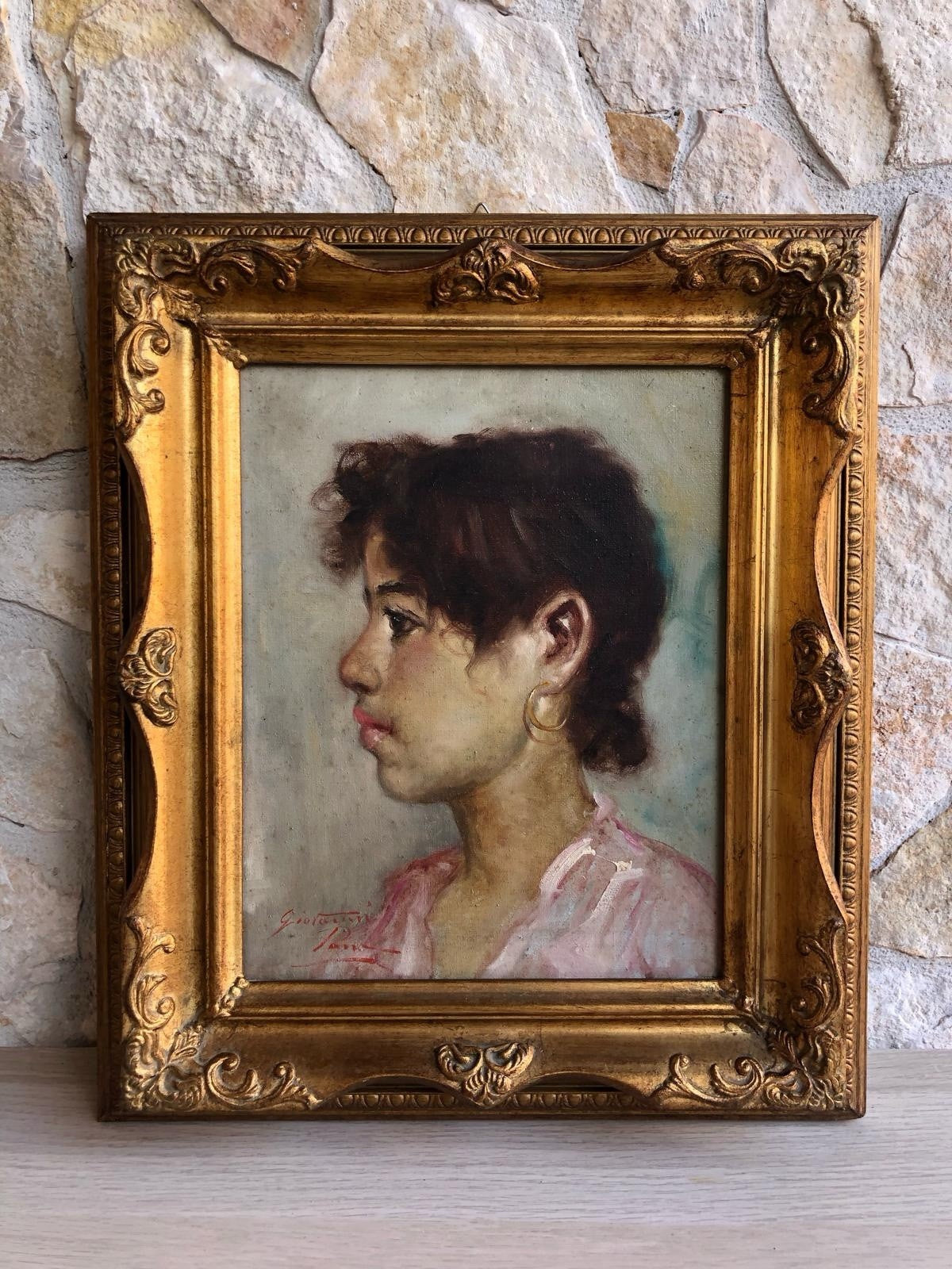 Quadro -Profilo Di Donna- Giovanni Pane dipinto a olio su tela