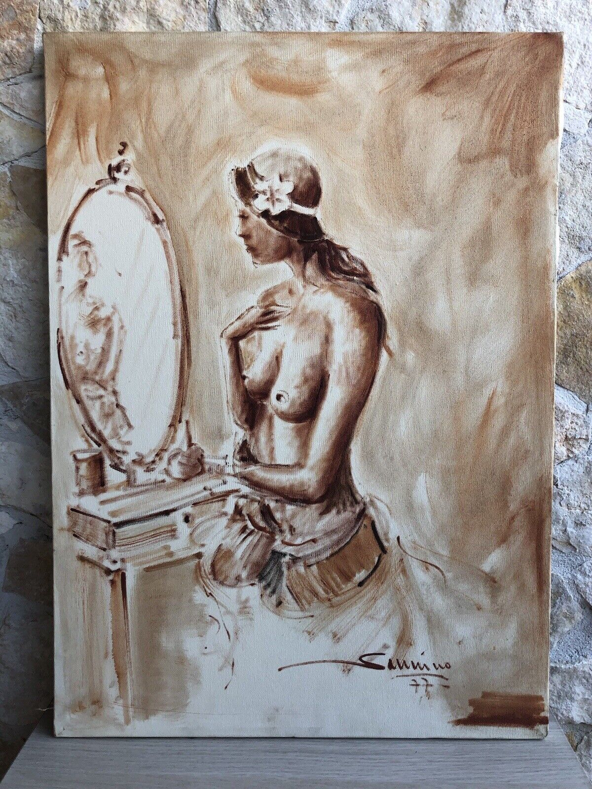 Quadro vintage -Nudo- dipinto a olio su tela