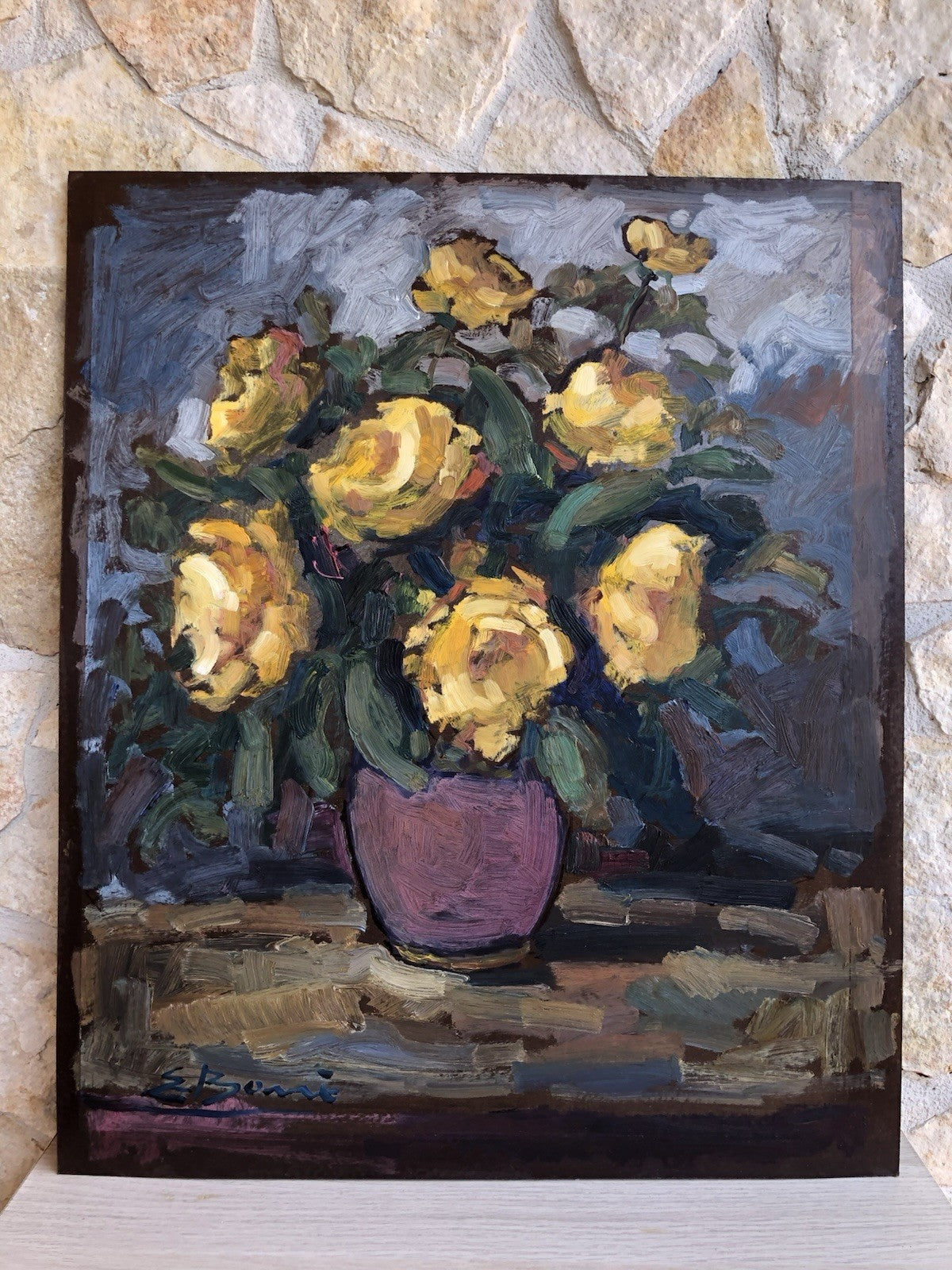 Quadro -Rose Gialle- dipinto a olio