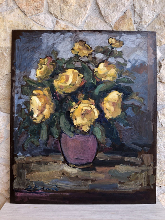Quadro -Rose Gialle- dipinto a olio